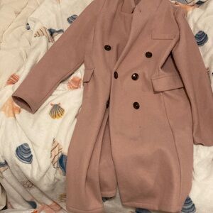 Chic Kids Pink Double-Breasted Pea Coat